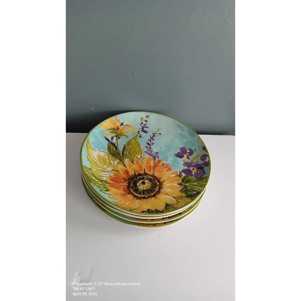 Certified International Sunflower Accent Plates Set of 4 Floral‎